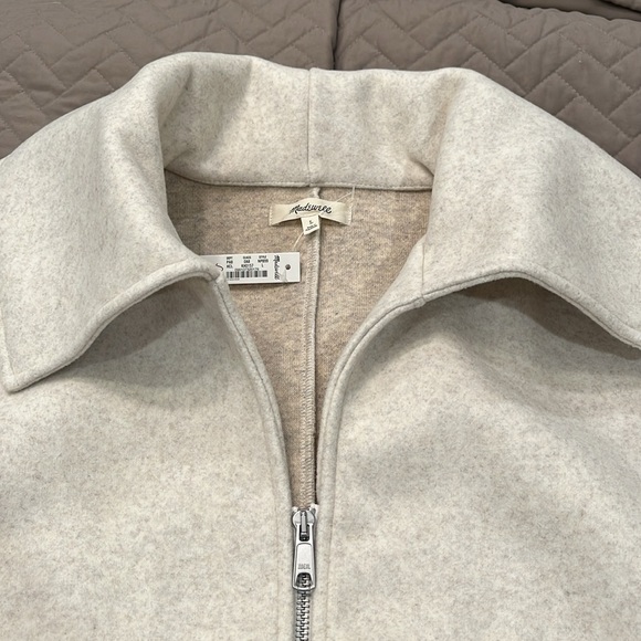 Madewell CREAM ZIP-FRONT SHAWL BOMBER JACKET/NWT/LARGE - Picture 7 of 15